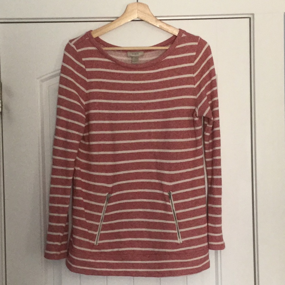Rust & White Striped Sweater from Loft